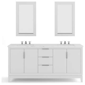 Elizabeth 72" Double Sink Carrara White Marble Vanity, Pure White