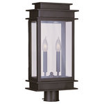 Livex Lighting - Princeton Outdoor Post Head, Bronze - The Princeton collection is a fresh interpretation on the classic English pocket lantern.  Hand crafted solid brass, our Princeton fixtures are built for lasting beauty. This outdoor post light features a bronze finish and clear glass. This old world charm is built to last.