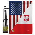 Breeze Decor - US Polish Friendship Flags of the World US Friendship Garden Flag Set - US Friendship Beautiful Mini Garden Flag with Metal Garden Banner Pole Stand - Complete Set with Garden Pole - 16" x 40" Power Coated Metal Flag Stand