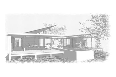 Lake Brenton - concept proposal for show house.  View of living room & pool