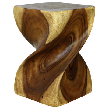 Haussmann Big Twist Wood Stool Table 14 in SQ x 20 in H Antique Oak Oil