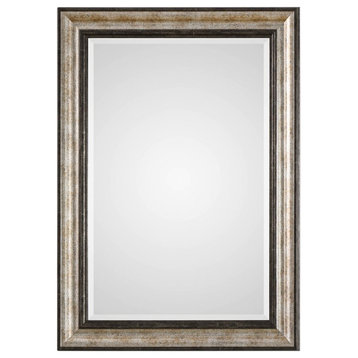 Uttermost Shefford Plastic and MDF Decorative Mirror in Antiqued Silver/Bronze