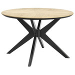 Bentley Designs - Brunel Circular Dining Table - Brunel Circular Dining Table combines selected American oak solids & veneers, where a chalk finish has been applied into the grain patterns, together with a gunmetal painted finish on European solid beech to create a uniquely contemporary look.