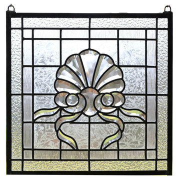 16" x 16" Handcrafted All Clear stained glass Beveled window panel