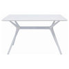 Benzara BM288130 47" Modern Outdoor Coffee Table, Midcentury Design, White