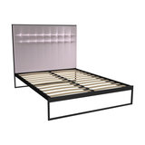 Federico Double Bed, Blush Velvet, Black Base