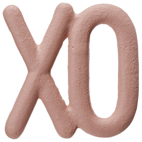 5-3/4"L x 5-3/4"W Cast Iron Trivet "XO", Matte Pink