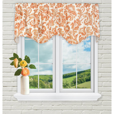 Boxtree 50" x 16" Lined Scallop Valance, Orange