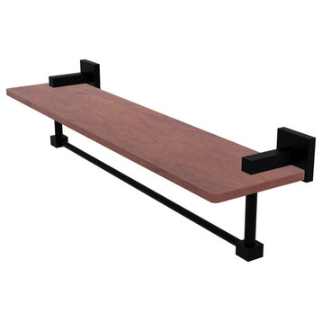 Montero 22" Solid Wood Shelf with Integrated Towel Bar, Matte Black