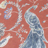 Lovely Peacocks Printed Cotton Fabric By The Yard, Rust Orange Printed Cotton