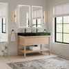 Shoji Bathroom Vanity, Double Sink, 48", Whitewash Oak, Freestanding