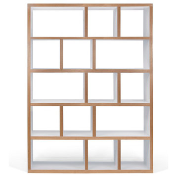 Berlin 5 Levels Bookcase, 150 cm., Pure White/Plywood
