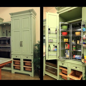 Kitchen Storage designed with a "neutral" green