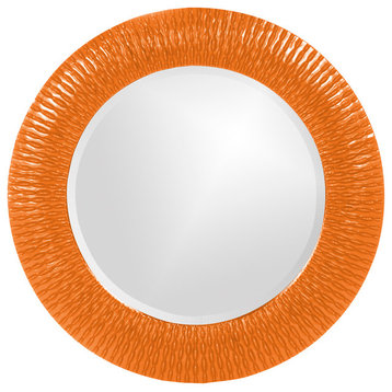 Bergman Glossy Round Mirror, Orange
