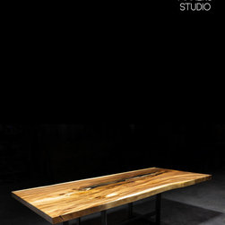 Single Slab Golden Acacia l Exotic Live Edge l Live Edge Dining Table - Dining Tables