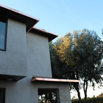 sectional 4x5 Box Gutters, 16 ounce Copper, Modern Home in Manhattan Beach, CA.