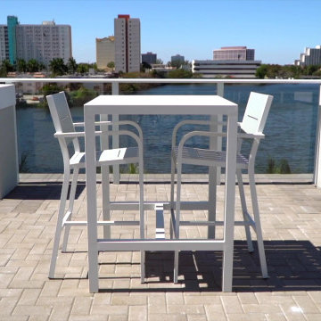 Alum Slat Barstool and Chairs
