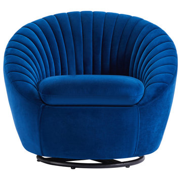 Blue Velvet Rotatable Single Sofa