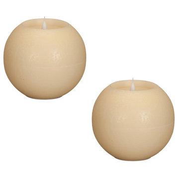 Simplux Round Candle With Moving Flame, 2-Piece Set, With Remote