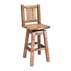 Montana Woodworks - Bar Stool With Back and Swivel, Stain and Clear Lacquer Finish - Bar Stools and Counter Stools