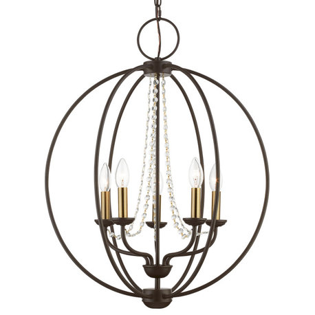 Livex Lighting 40915 Arabella 5 Light 22"W Commercial Beaded - Bronze / Antique