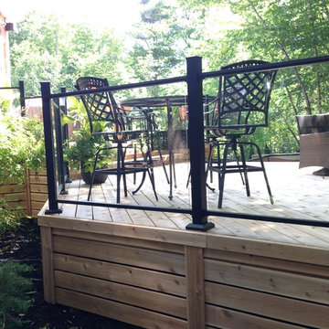 Cedar deck with Aluminum Glass Rail