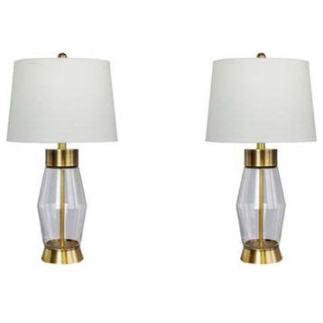 Convex Table Lamp, Set of 2, Antique Brass