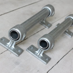 Jeannie Pair of Industrial Galvanised Steel Pipe Door - Door Handles