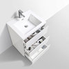 Moa Bathroom Vanity With 3 Drawers and Acrylic Sink, Gloss White, 24"
