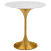 Lippa 20" Round Artificial Marble Side Table, Gold White
