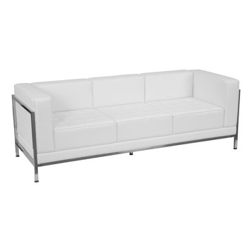 Hercules Imagination Series Contemporary White Leather Sofa with Encasing Frame