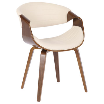 The Aria Dining Chair, Walnut Wood, Cream Pu