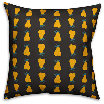 Pear Pattern, Yellow Throw Pillow Cover, 16"x16"