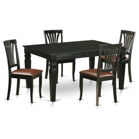 5-Piece Dinette Table Set, Kitchen Table and 4 Dining Chairs, Black