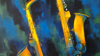Stellar Saxophones, 30x30, gallery wrap canvas