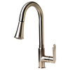 ALFI brand ABKF3480-BN Brushed Nickel Gooseneck Pull Down Kitchen Faucet