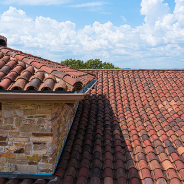 Close-Up of Two-Piece Handmade Clay Tile Texture & Fit