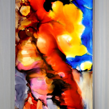 Tropical Breeze - Bright, Colorful Abstract Painting, Vibrant Metal Art