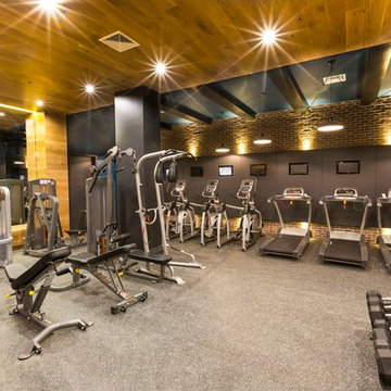 Engineered pre-finished flooring paneling gym