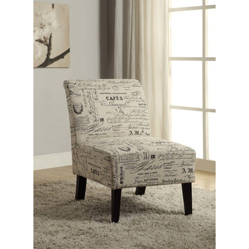 Linen Script Lily Chair, 21.5W X 29.5D X 31.5H, Dark Walnut