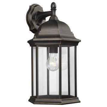Sea Gull Lighting Large 1-Light Downlight Outdoor Lantern, Antique Bronze