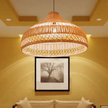 Bamboo Lampshade, Bamboo Pendant Light Rattan Light For Kithchen Living Room