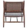 Leil Leather Woven Arm Chair, Brown