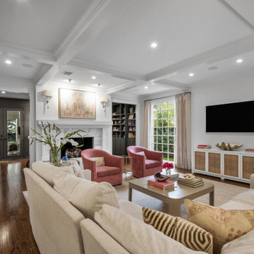 Elegant Open-Concept Living Room with Soft Neutrals and Vibrant Accents