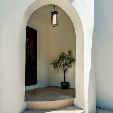 Mission Beach 1-Light Outdoor Pendant - Black Finish - Opal White Glass