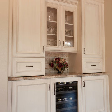 Bar & Drink Area in Mediterranean Style Kitchen Remodel