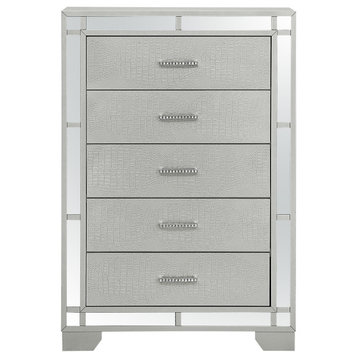 Madison Silver Champagne 5-Drawer Chest of Drawers (33 in. L X 17 in. W X 49...