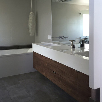 black + white master bath