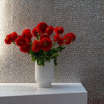 Serenity Indian Wells luxury mansion modern powder room textured wall detail