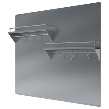 Ancona Stainless Steel Backsplash, Two-Tiered Shelf and Rack, 36 in.